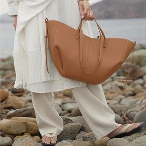 Polene Cyme Large Bag Camel Textured Leather